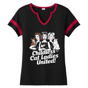 Childless Cat Ladies United Funny Democrat Political Ladies Halftime Notch Neck Tee