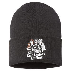 Childless Cat Ladies United Funny Democrat Political Sustainable Knit Beanie