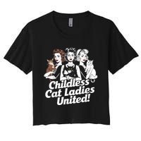 Childless Cat Ladies United Funny Democrat Political Women's Crop Top Tee