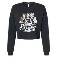 Childless Cat Ladies United Funny Democrat Political Cropped Pullover Crew