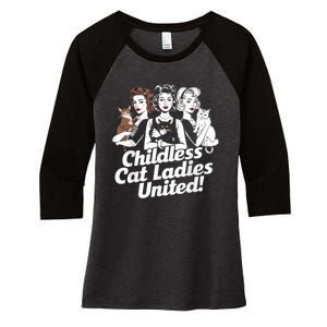 Childless Cat Ladies United Funny Democrat Political Women's Tri-Blend 3/4-Sleeve Raglan Shirt