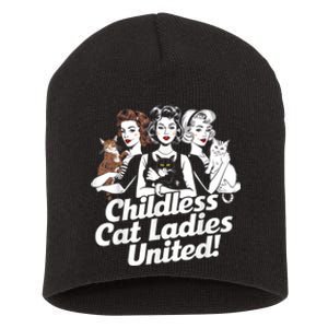 Childless Cat Ladies United Funny Democrat Political Short Acrylic Beanie