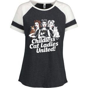 Childless Cat Ladies United Funny Democrat Political Enza Ladies Jersey Colorblock Tee