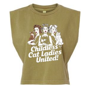 Childless Cat Ladies United Funny Democrat Political Garment-Dyed Women's Muscle Tee