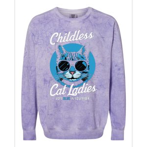 Childless Cat Ladies Vote Blue In November Democrats Liberal Gift Colorblast Crewneck Sweatshirt