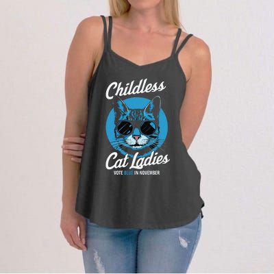 Childless Cat Ladies Vote Blue In November Democrats Liberal Gift Women's Strappy Tank