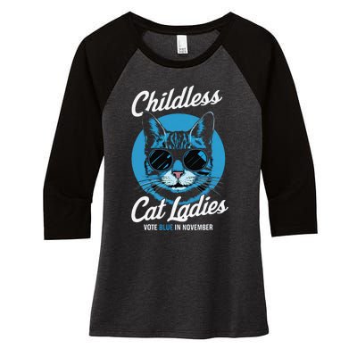 Childless Cat Ladies Vote Blue In November Democrats Liberal Gift Women's Tri-Blend 3/4-Sleeve Raglan Shirt