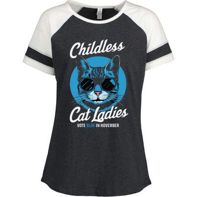 Childless Cat Ladies Vote Blue In November Democrats Liberal Gift Enza Ladies Jersey Colorblock Tee