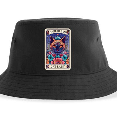 Childless Cat Lady Tarot Card Gift Sustainable Bucket Hat