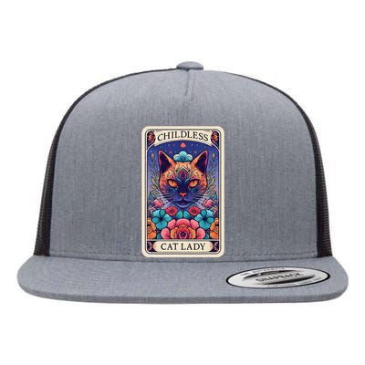 Childless Cat Lady Tarot Card Gift Flat Bill Trucker Hat