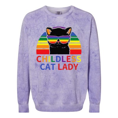 Childless Cat Lady Lgbt Flag Political Voting Election 2024 Gift Colorblast Crewneck Sweatshirt