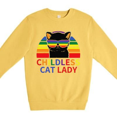 Childless Cat Lady Lgbt Flag Political Voting Election 2024 Gift Premium Crewneck Sweatshirt