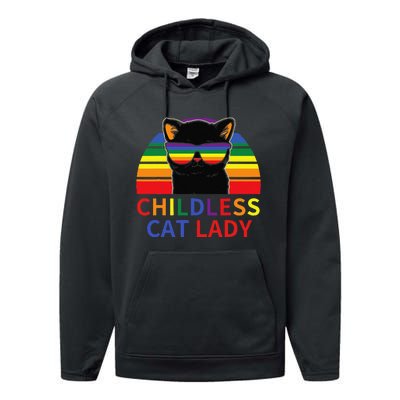 Childless Cat Lady Lgbt Flag Political Voting Election 2024 Gift Performance Fleece Hoodie