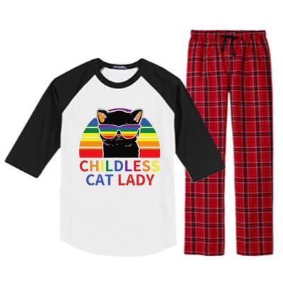 Childless Cat Lady Lgbt Flag Political Voting Election 2024 Gift Raglan Sleeve Pajama Set