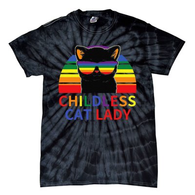 Childless Cat Lady Lgbt Flag Political Voting Election 2024 Gift Tie-Dye T-Shirt