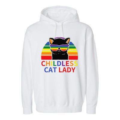 Childless Cat Lady Lgbt Flag Political Voting Election 2024 Gift Garment-Dyed Fleece Hoodie