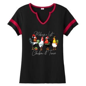 Christmas Chicken Lover Xmas Santa Hat Funny Farm Gift Ladies Halftime Notch Neck Tee