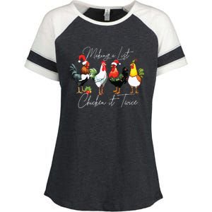 Christmas Chicken Lover Xmas Santa Hat Funny Farm Gift Enza Ladies Jersey Colorblock Tee