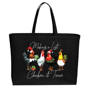 Christmas Chicken Lover Xmas Santa Hat Funny Farm Gift Cotton Canvas Jumbo Tote