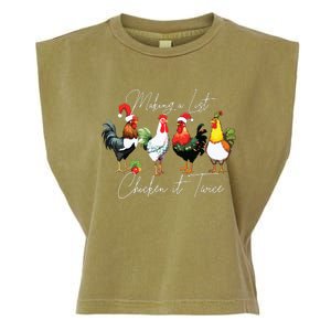 Christmas Chicken Lover Xmas Santa Hat Funny Farm Gift Garment-Dyed Women's Muscle Tee