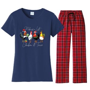 Christmas Chicken Lover Xmas Santa Hat Funny Farm Gift Women's Flannel Pajama Set