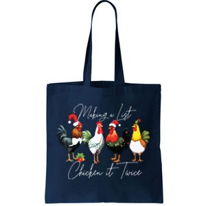 Christmas Chicken Lover Xmas Santa Hat Funny Farm Gift Tote Bag