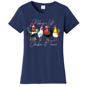 Christmas Chicken Lover Xmas Santa Hat Funny Farm Gift Women's T-Shirt