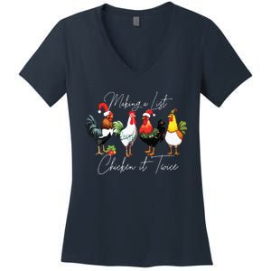 Christmas Chicken Lover Xmas Santa Hat Funny Farm Gift Women's V-Neck T-Shirt