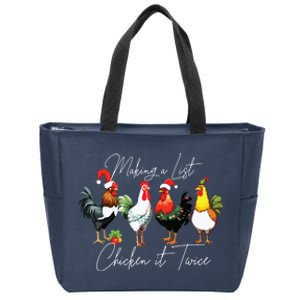 Christmas Chicken Lover Xmas Santa Hat Funny Farm Gift Zip Tote Bag