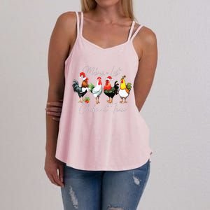 Christmas Chicken Lover Xmas Santa Hat Funny Farm Gift Women's Strappy Tank