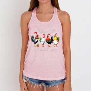 Christmas Chicken Lover Xmas Santa Hat Funny Farm Gift Women's Knotted Racerback Tank