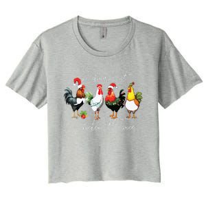 Christmas Chicken Lover Xmas Santa Hat Funny Farm Gift Women's Crop Top Tee