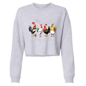 Christmas Chicken Lover Xmas Santa Hat Funny Farm Gift Cropped Pullover Crew