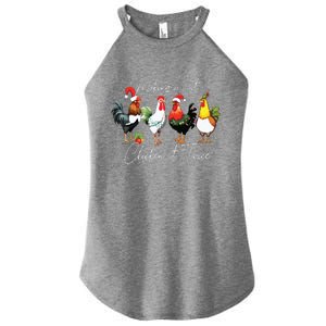 Christmas Chicken Lover Xmas Santa Hat Funny Farm Gift Women's Perfect Tri Rocker Tank