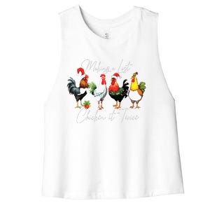 Christmas Chicken Lover Xmas Santa Hat Funny Farm Gift Women's Racerback Cropped Tank