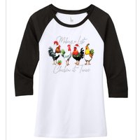 Christmas Chicken Lover Xmas Santa Hat Funny Farm Gift Women's Tri-Blend 3/4-Sleeve Raglan Shirt