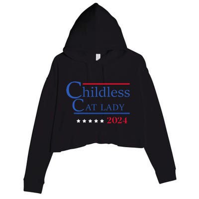 Childless Cat Lady 2024 Ladies Is Voting Kamala Gift Crop Fleece Hoodie