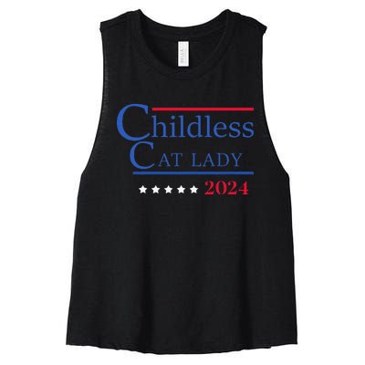 Childless Cat Lady 2024 Ladies Is Voting Kamala Gift Women's Racerback Cropped Tank