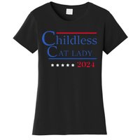 Childless Cat Lady 2024 Ladies Is Voting Kamala Gift Women's T-Shirt