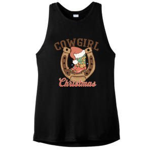 Cowgirl Christmas Lights Boots Funny Xmas Lights Gift Ladies PosiCharge Tri-Blend Wicking Tank