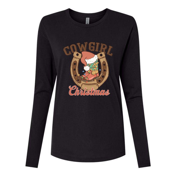 Cowgirl Christmas Lights Boots Funny Xmas Lights Gift Womens Cotton Relaxed Long Sleeve T-Shirt