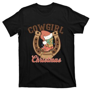 Cowgirl Christmas Lights Boots Funny Xmas Lights Gift T-Shirt