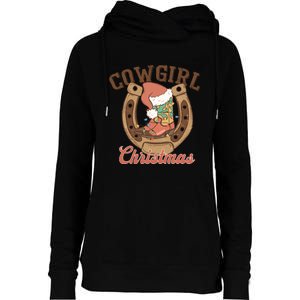 Cowgirl Christmas Lights Boots Funny Xmas Lights Gift Womens Funnel Neck Pullover Hood