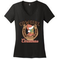 Cowgirl Christmas Lights Boots Funny Xmas Lights Gift Women's V-Neck T-Shirt