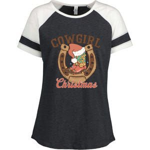 Cowgirl Christmas Lights Boots Funny Xmas Lights Gift Enza Ladies Jersey Colorblock Tee