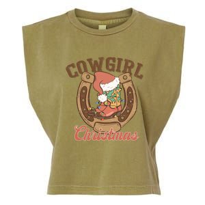 Cowgirl Christmas Lights Boots Funny Xmas Lights Gift Garment-Dyed Women's Muscle Tee