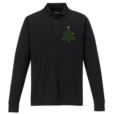 Christian Christmas Lover Bible Names Of Jesus Tree Xmas Performance Long Sleeve Polo