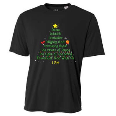 Christian Christmas Lover Bible Names Of Jesus Tree Xmas Cooling Performance Crew T-Shirt