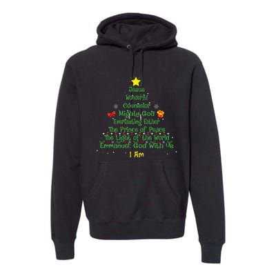 Christian Christmas Lover Bible Names Of Jesus Tree Xmas Premium Hoodie