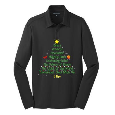 Christian Christmas Lover Bible Names Of Jesus Tree Xmas Silk Touch Performance Long Sleeve Polo